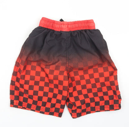 George Boys Red Check Polyester Sweat Shorts Size 6-7 Years  Regular Drawstring - Cars Lightning Mcqueen