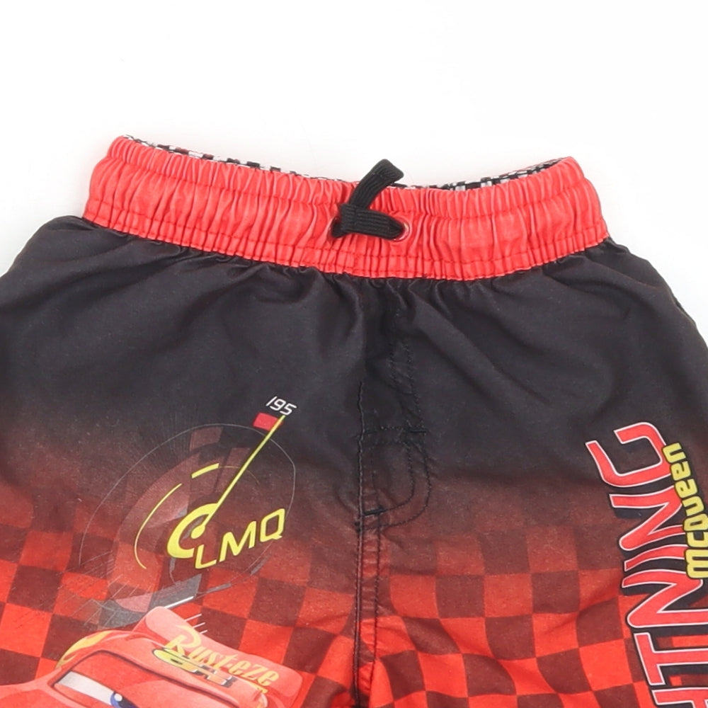 George Boys Red Check Polyester Sweat Shorts Size 6-7 Years  Regular Drawstring - Cars Lightning Mcqueen