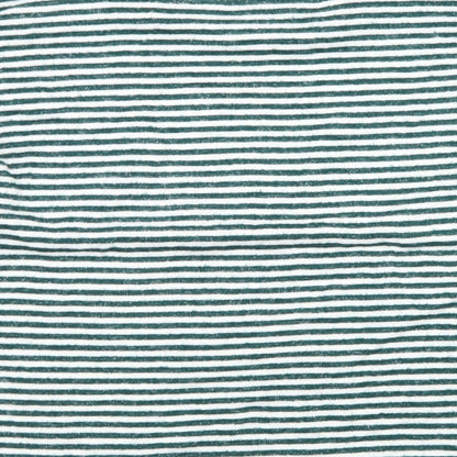 Primark Womens Green Striped Viscose Cropped T-Shirt Size XS Crew Neck - The Grinch