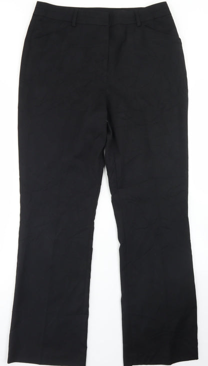 TU Womens Black  Polyester Dress Pants Trousers Size 12 L30 in Regular Hook & Eye