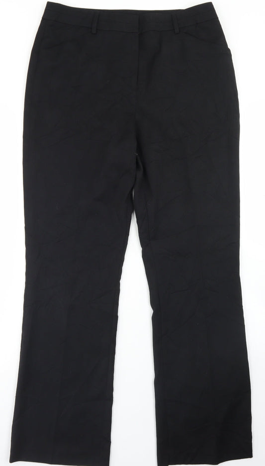 TU Womens Black  Polyester Dress Pants Trousers Size 12 L30 in Regular Hook & Eye