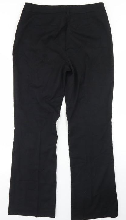 TU Womens Black  Polyester Dress Pants Trousers Size 12 L30 in Regular Hook & Eye