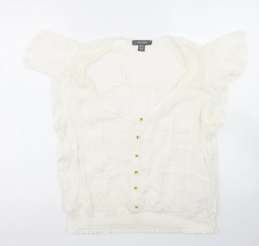 Primark Womens White  Viscose Basic Blouse Size 18 Round Neck