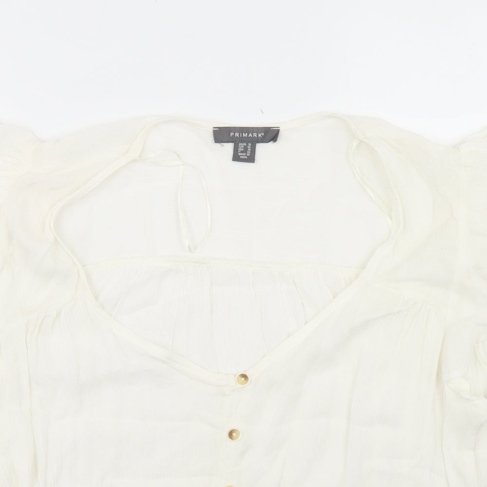 Primark Womens White  Viscose Basic Blouse Size 18 Round Neck