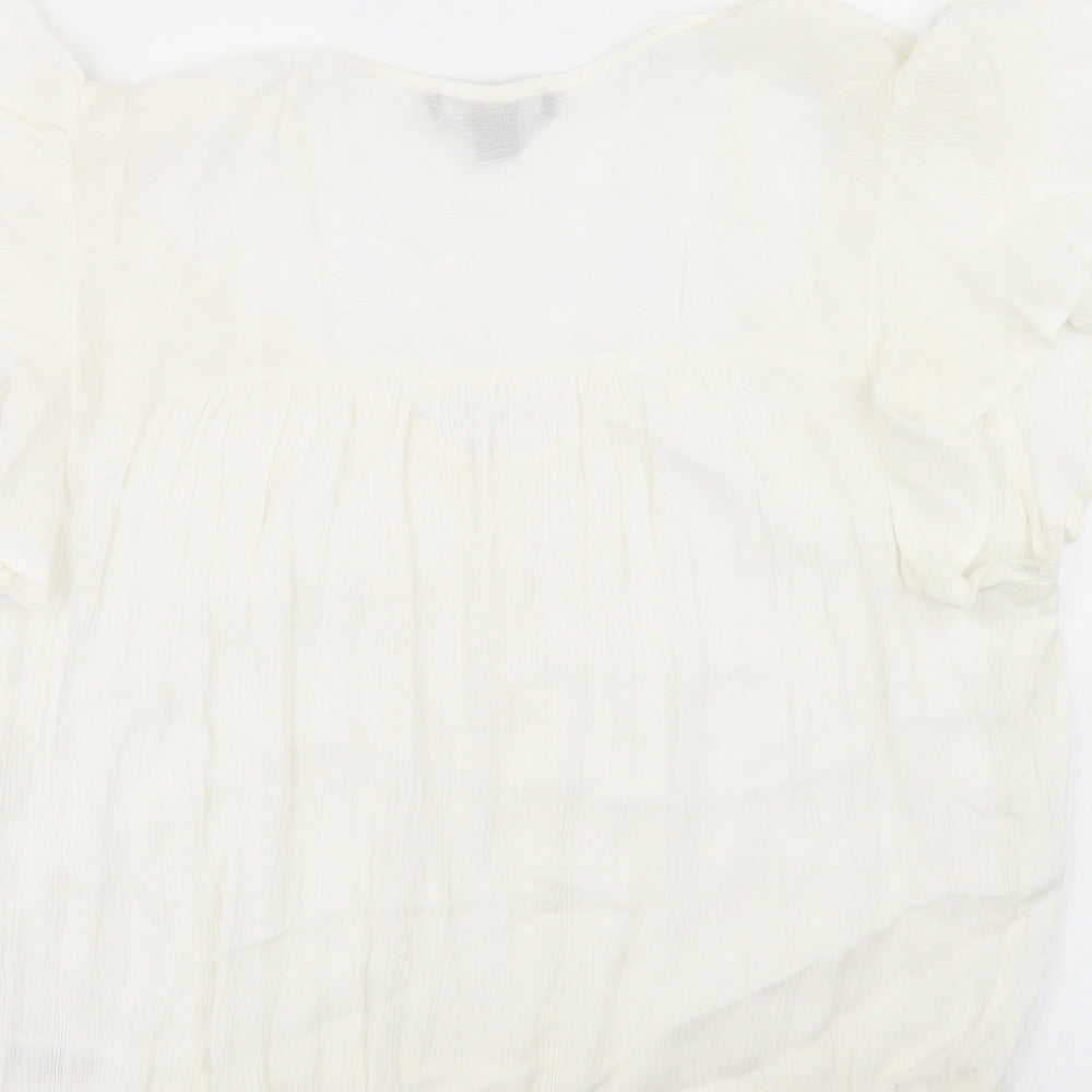 Primark Womens White  Viscose Basic Blouse Size 18 Round Neck