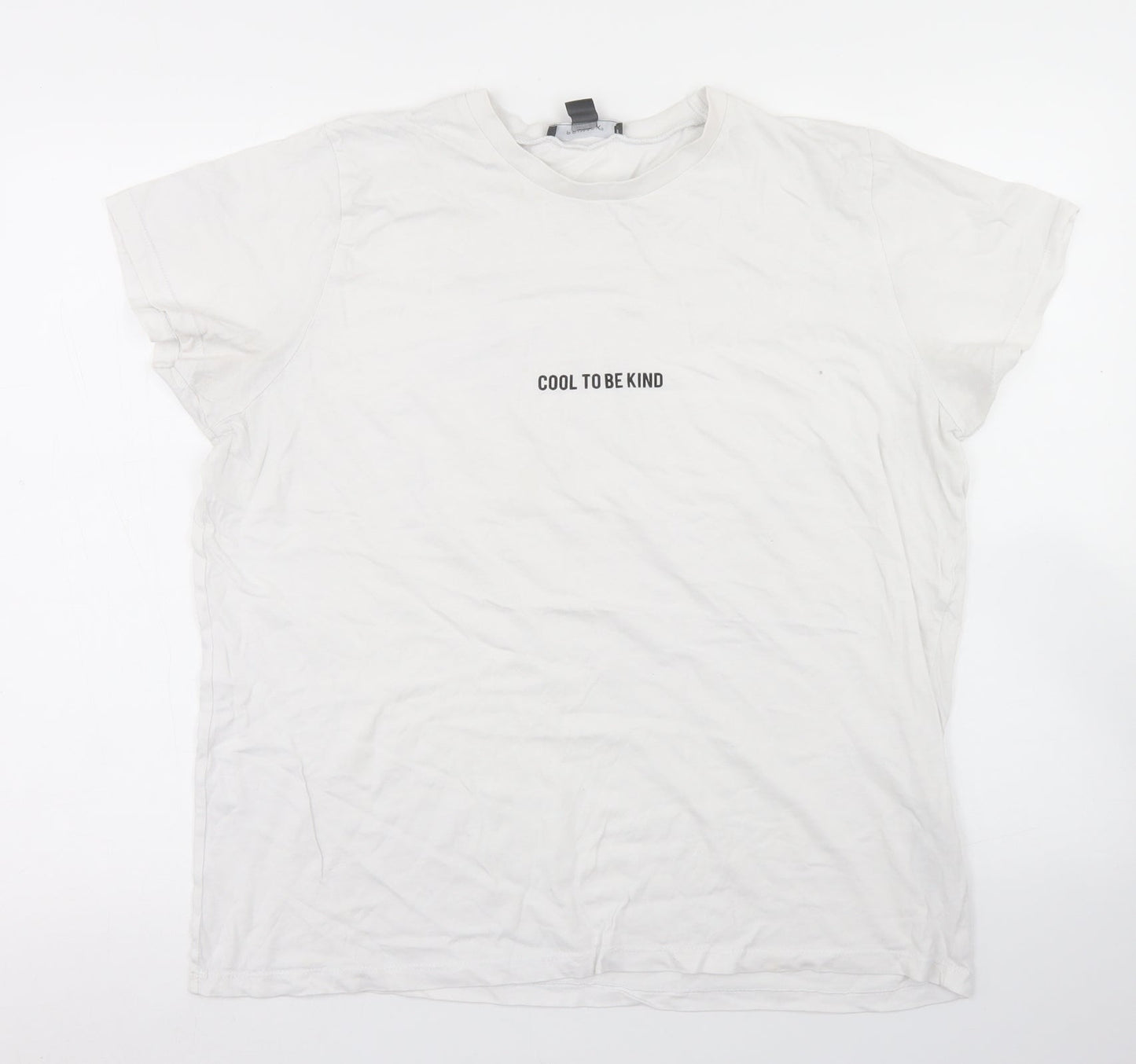 Primark Womens White  Cotton Basic T-Shirt Size L Crew Neck - Cool to be Kind