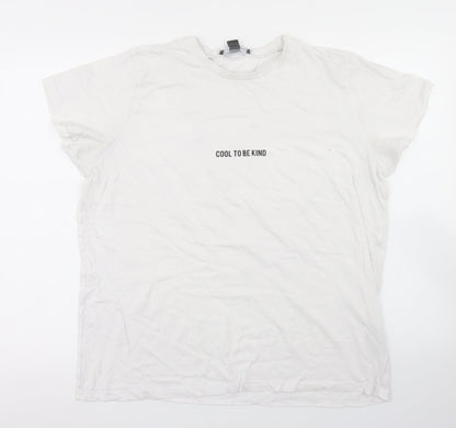 Primark Womens White  Cotton Basic T-Shirt Size L Crew Neck - Cool to be Kind