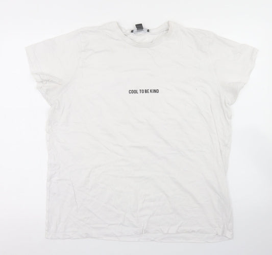 Primark Womens White  Cotton Basic T-Shirt Size L Crew Neck - Cool to be Kind
