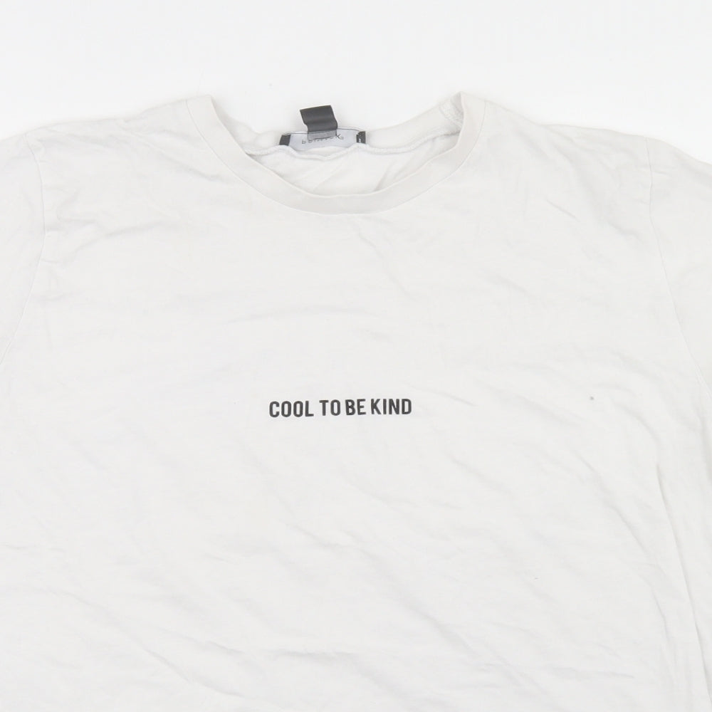 Primark Womens White  Cotton Basic T-Shirt Size L Crew Neck - Cool to be Kind