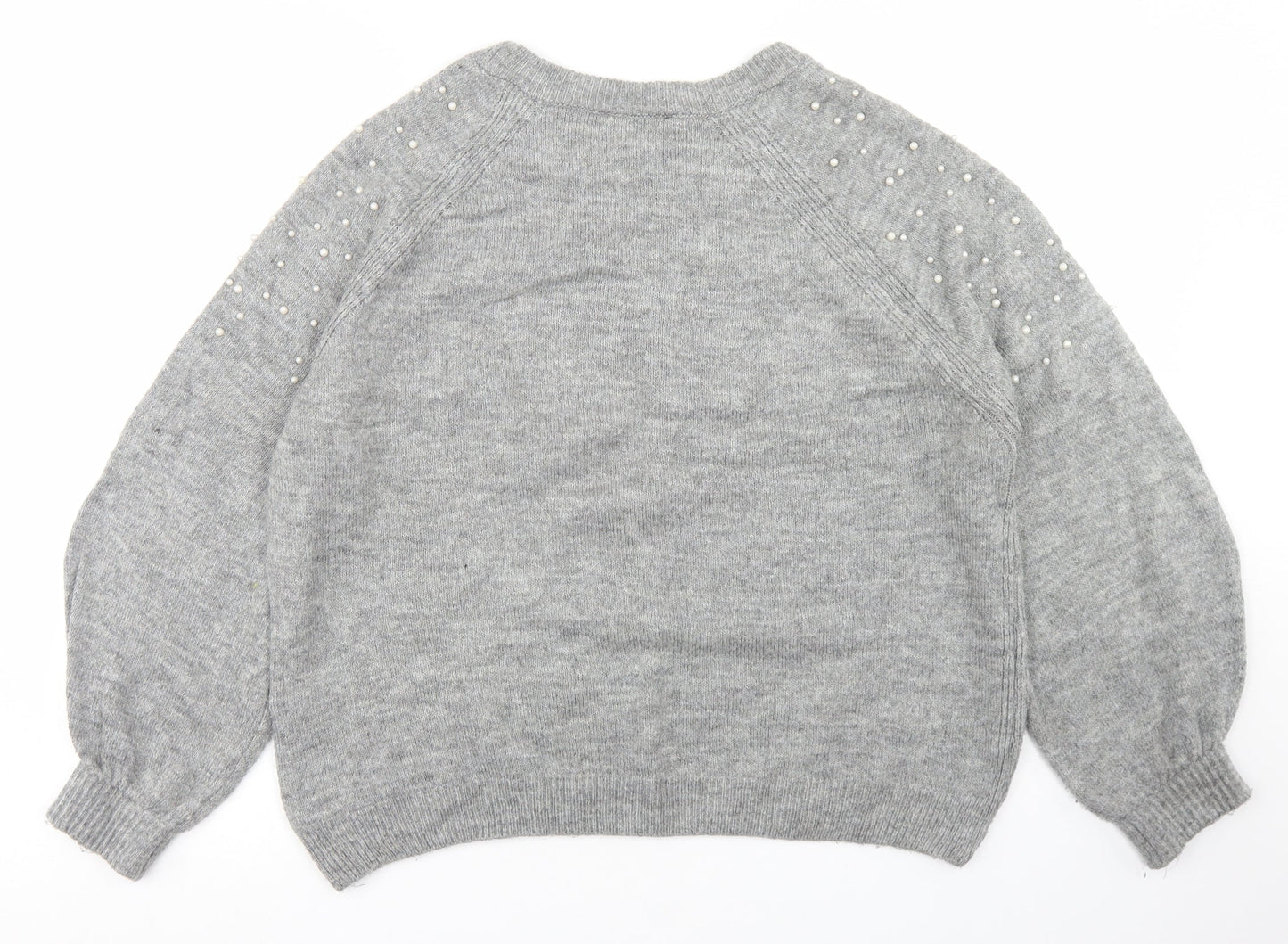 Primark Womens Grey Crew Neck  Acrylic Pullover Jumper Size L