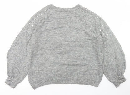 Primark Womens Grey Crew Neck  Acrylic Pullover Jumper Size L