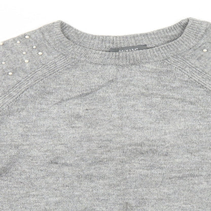 Primark Womens Grey Crew Neck  Acrylic Pullover Jumper Size L
