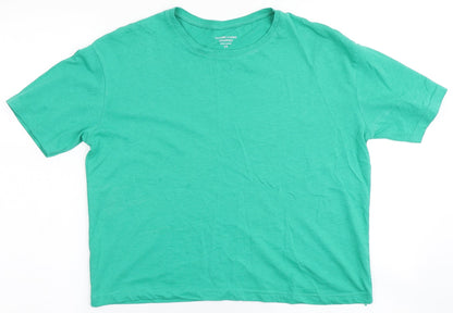 Womens UK Size XS Dunnes Stores Green Cropped T-Shirt