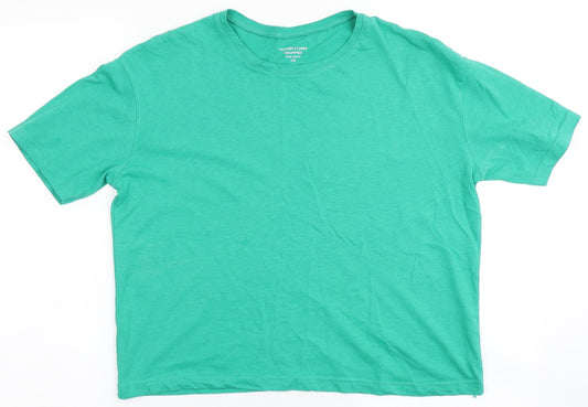 Womens UK Size XS Dunnes Stores Green Cropped T-Shirt