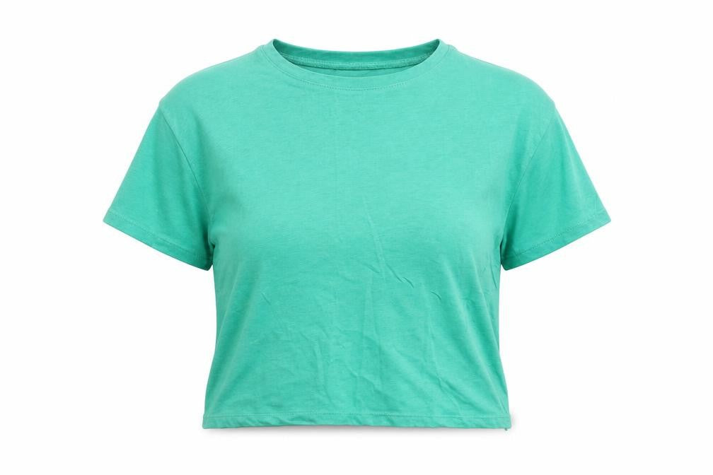 Womens UK Size XS Dunnes Stores Green Cropped T-Shirt