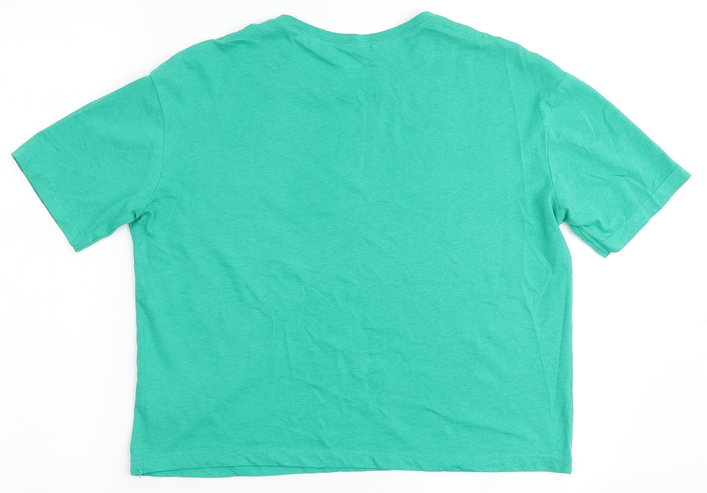 Womens UK Size XS Dunnes Stores Green Cropped T-Shirt