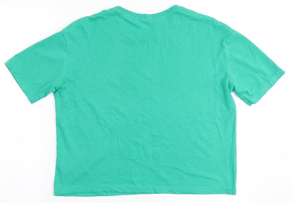 Womens UK Size XS Dunnes Stores Green Cropped T-Shirt