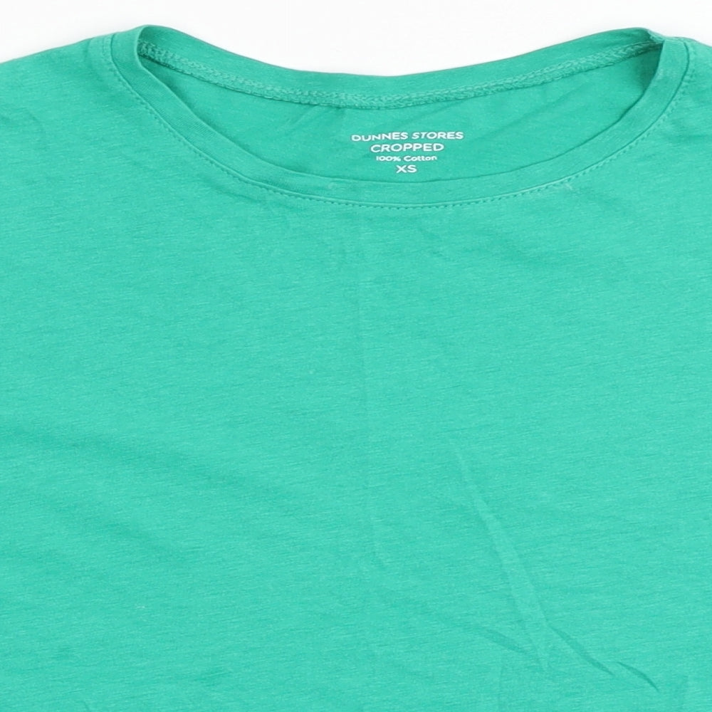Womens UK Size XS Dunnes Stores Green Cropped T-Shirt