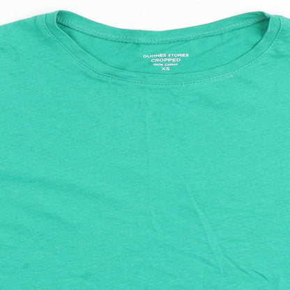 Womens UK Size XS Dunnes Stores Green Cropped T-Shirt