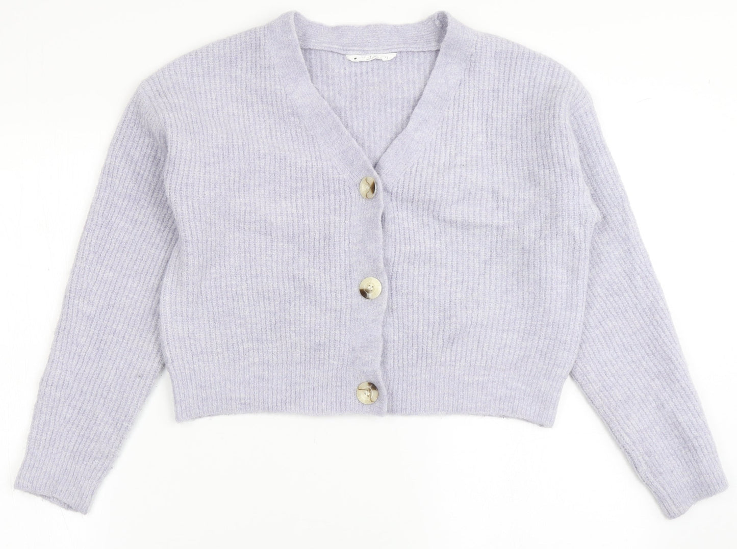 Candy Couture Girls Purple V-Neck  Acrylic Cardigan Jumper Size 13 Years  Button
