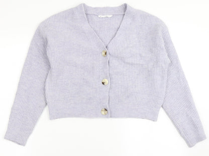 Candy Couture Girls Purple V-Neck  Acrylic Cardigan Jumper Size 13 Years  Button