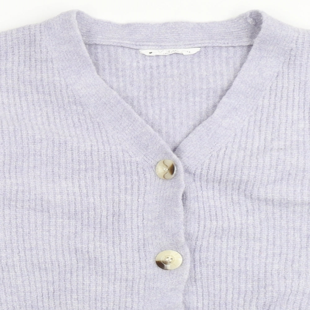 Candy Couture Girls Purple V-Neck  Acrylic Cardigan Jumper Size 13 Years  Button