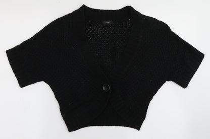 F&F Womens Black V-Neck  Acrylic Cardigan Jumper Size 12