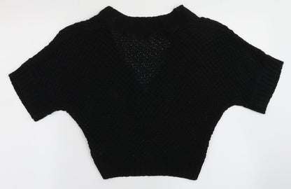 F&F Womens Black V-Neck  Acrylic Cardigan Jumper Size 12