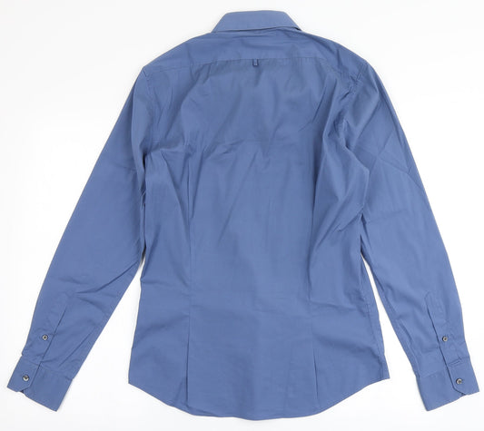 Mens UK Size M Devred Blue  Button-Up Long Sleeve Casual Shirt