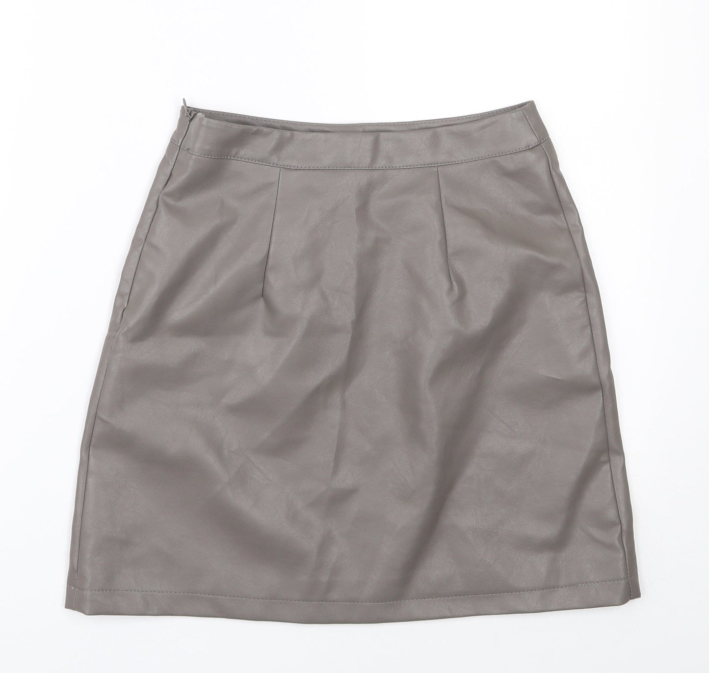 Primark Womens Grey  Polyurethane A-Line Skirt Size 6   Zip