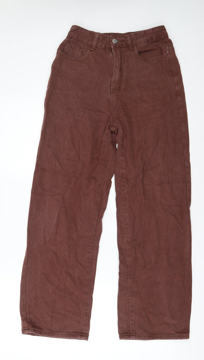 SheIn Womens Brown  Cotton Straight Jeans Size XS L27 in Regular Zip