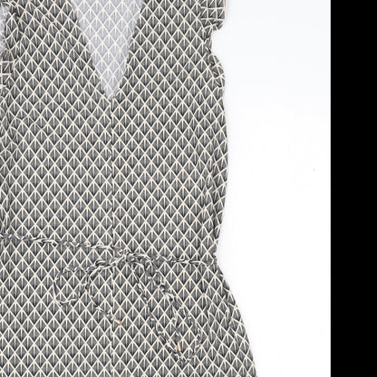 H&M Womens Black Geometric Polyester A-Line  Size S  V-Neck Pullover