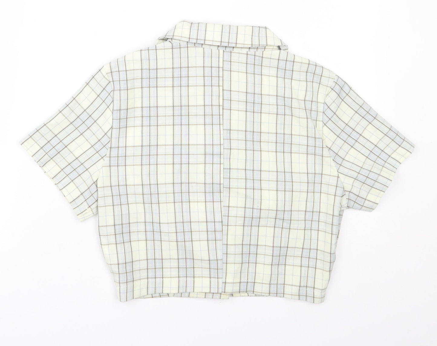 SheIn Womens Yellow Plaid Polyester Cropped Button-Up Size XS Collared