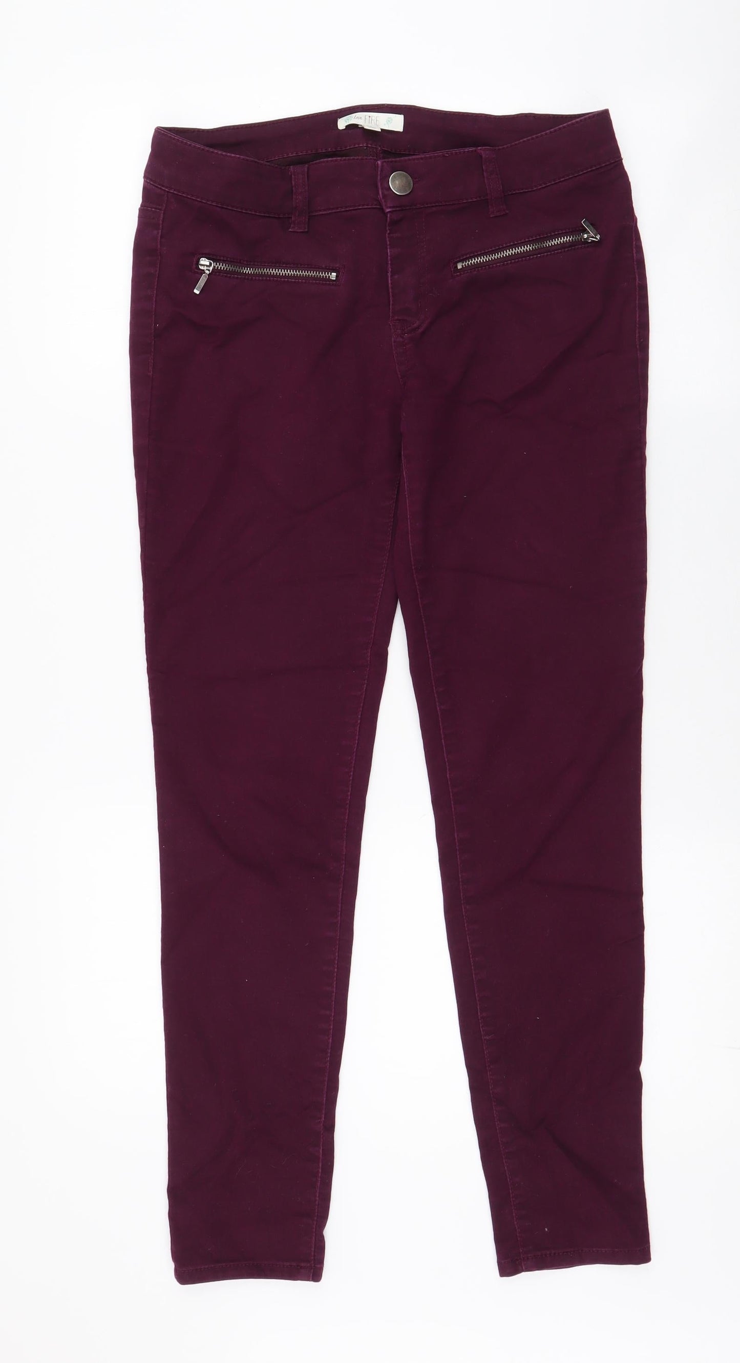 Love, Fire Womens Purple  Cotton Skinny Jeans Size 10 L28 in Slim Zip