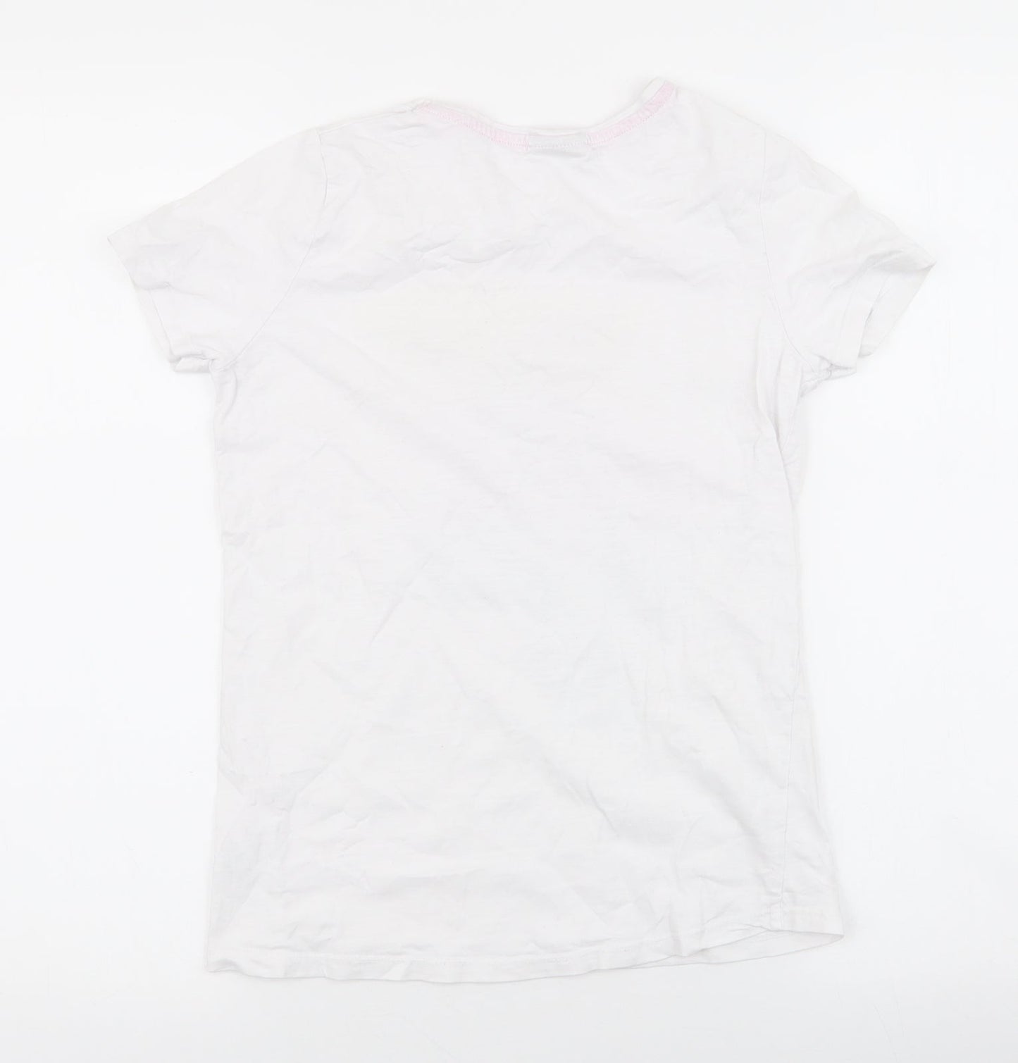 Matalan Girls White Animal Print 100% Cotton Jersey T-Shirt Size 12 Years Round Neck Pullover - unicorn
