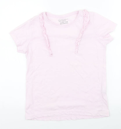 Primark Girls Pink  Cotton Jersey T-Shirt Size 11-12 Years Round Neck Pullover