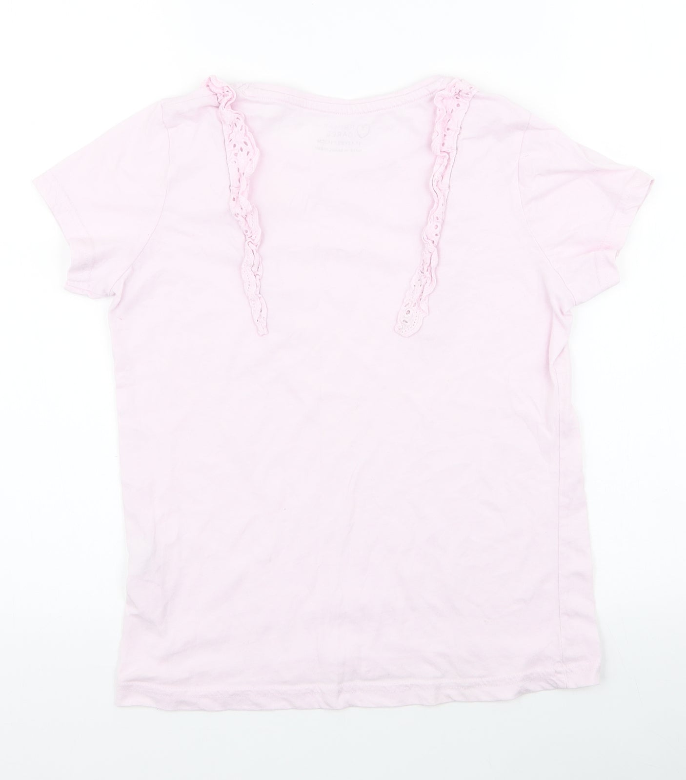 Primark Girls Pink  Cotton Jersey T-Shirt Size 11-12 Years Round Neck Pullover