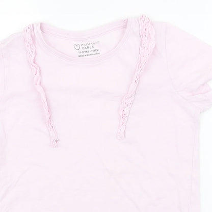 Primark Girls Pink  Cotton Jersey T-Shirt Size 11-12 Years Round Neck Pullover