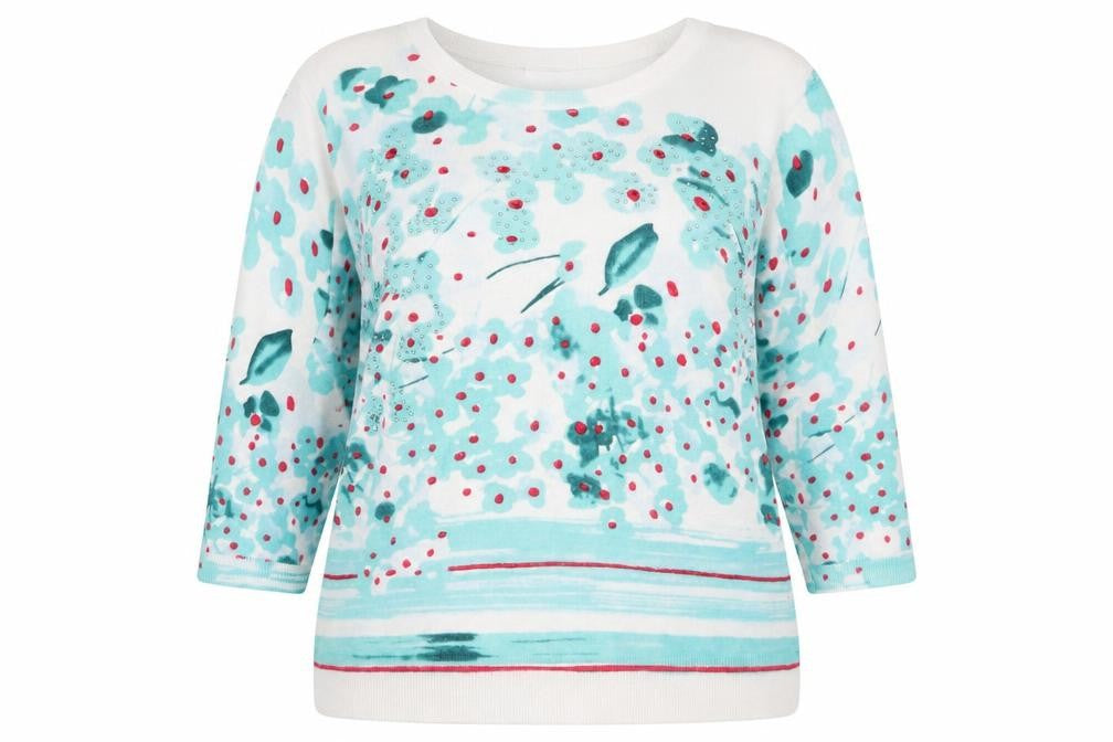 Womens UK Size L Mud Flower Multicoloured Pullover Jumper