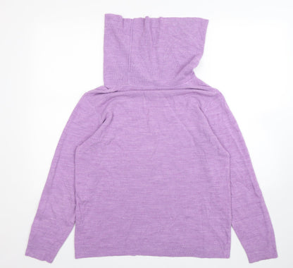 St Bernard Womens Purple Roll Neck  Acrylic Pullover Jumper Size L