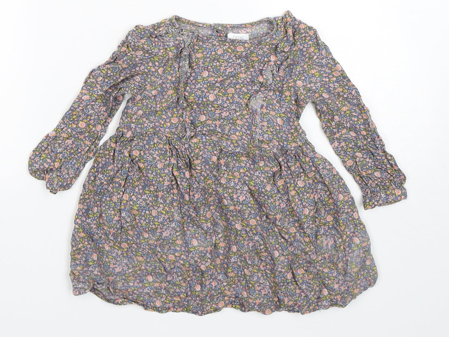 NEXT Girls Multicoloured Floral Viscose A-Line  Size 18-24 Months  Round Neck