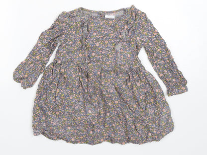 NEXT Girls Multicoloured Floral Viscose A-Line  Size 18-24 Months  Round Neck