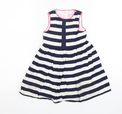 Mini Club Girls Multicoloured Striped Polyester A-Line  Size 18-24 Months  Round Neck Pullover