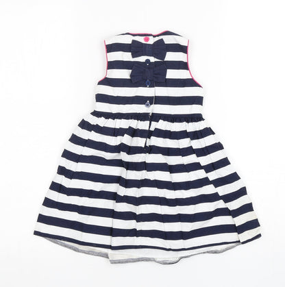 Mini Club Girls Multicoloured Striped Polyester A-Line  Size 18-24 Months  Round Neck Pullover