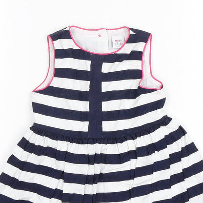 Mini Club Girls Multicoloured Striped Polyester A-Line  Size 18-24 Months  Round Neck Pullover