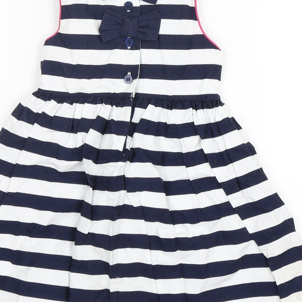 Mini Club Girls Multicoloured Striped Polyester A-Line  Size 18-24 Months  Round Neck Pullover