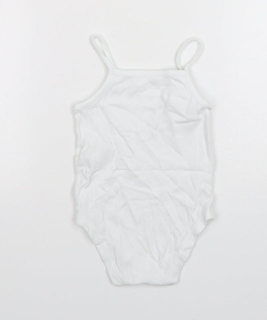 Marks and Spencer Baby White Spotted Cotton Leotard One-Piece Size 18-24 Months  Snap