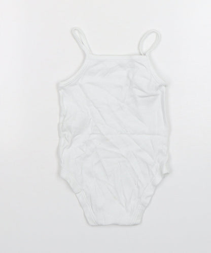 Marks and Spencer Baby White Spotted Cotton Leotard One-Piece Size 18-24 Months  Snap