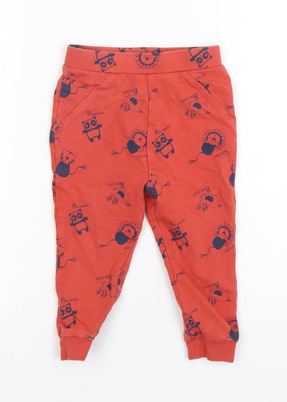 George Boys Red Geometric Cotton Sweatpants Trousers Size 18-24 Months   - Animal Print