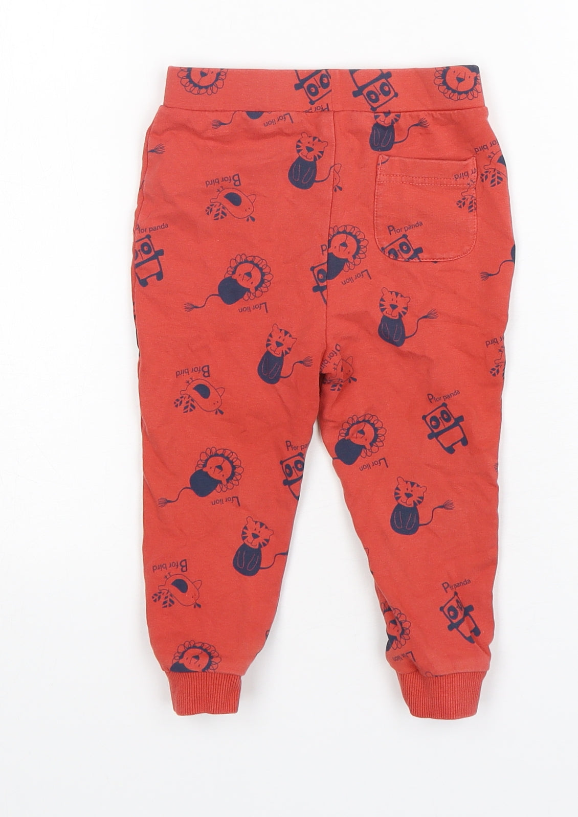 George Boys Red Geometric Cotton Sweatpants Trousers Size 18-24 Months   - Animal Print